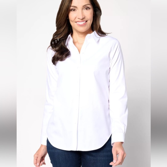 COLDWATER CREEK Crisp White Cotton Button Down Blouse PM NWOT - Picture 1 of 9